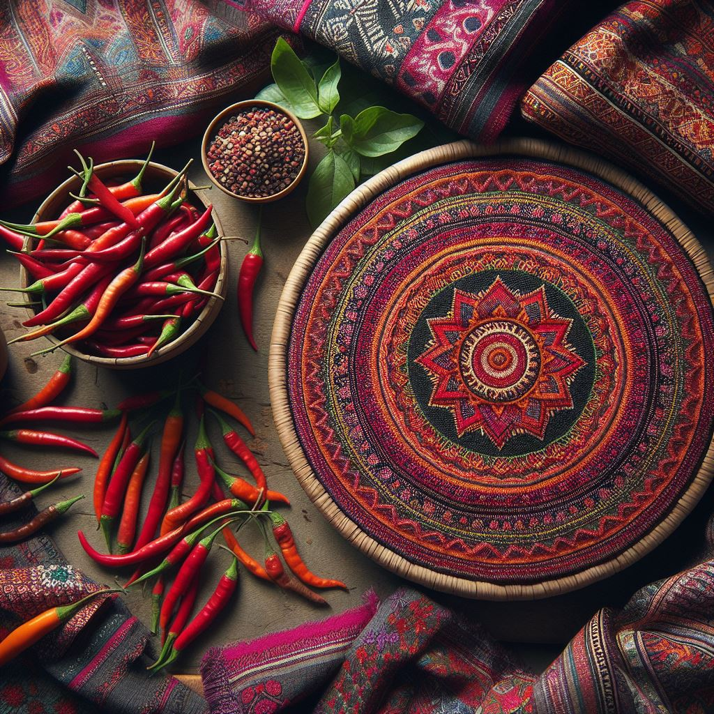 Manipur-Phulkari Embroidery,Chilies and Black Pepper, Manipuri Shawls and Fabrics