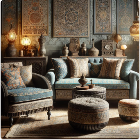 Upholstered Sofas and Chairs with Indian Fabrics